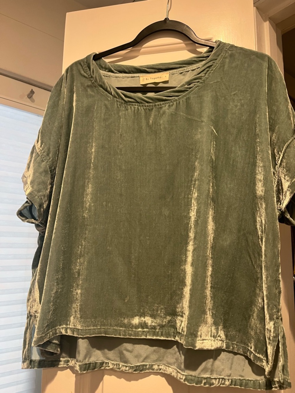 By Together seafoam green Velvet Short Sleeve Tunic size S